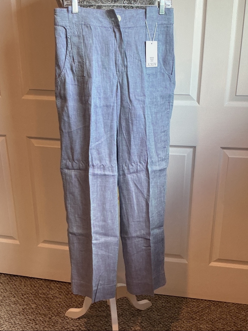 J. Crew Light Blue Linen Blend Straight-Leg Trousers